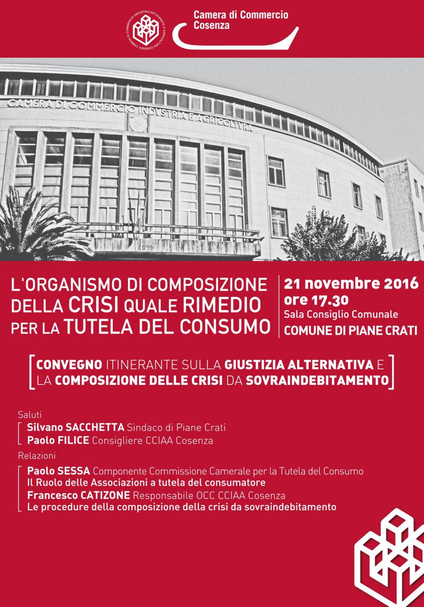 Locandina Convegno OCC presso Comune di Piane Crati (CS) 21-11-2016